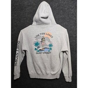 Quiet Storm Surf Supply Low Tide Loner Skeleton Hoodie Gray Mens XL FLAW